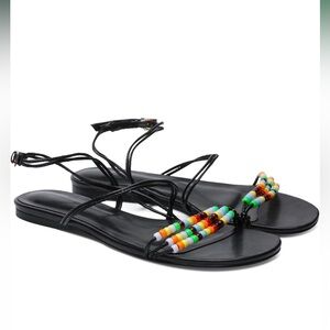 Black Beaded Women's Sandals
